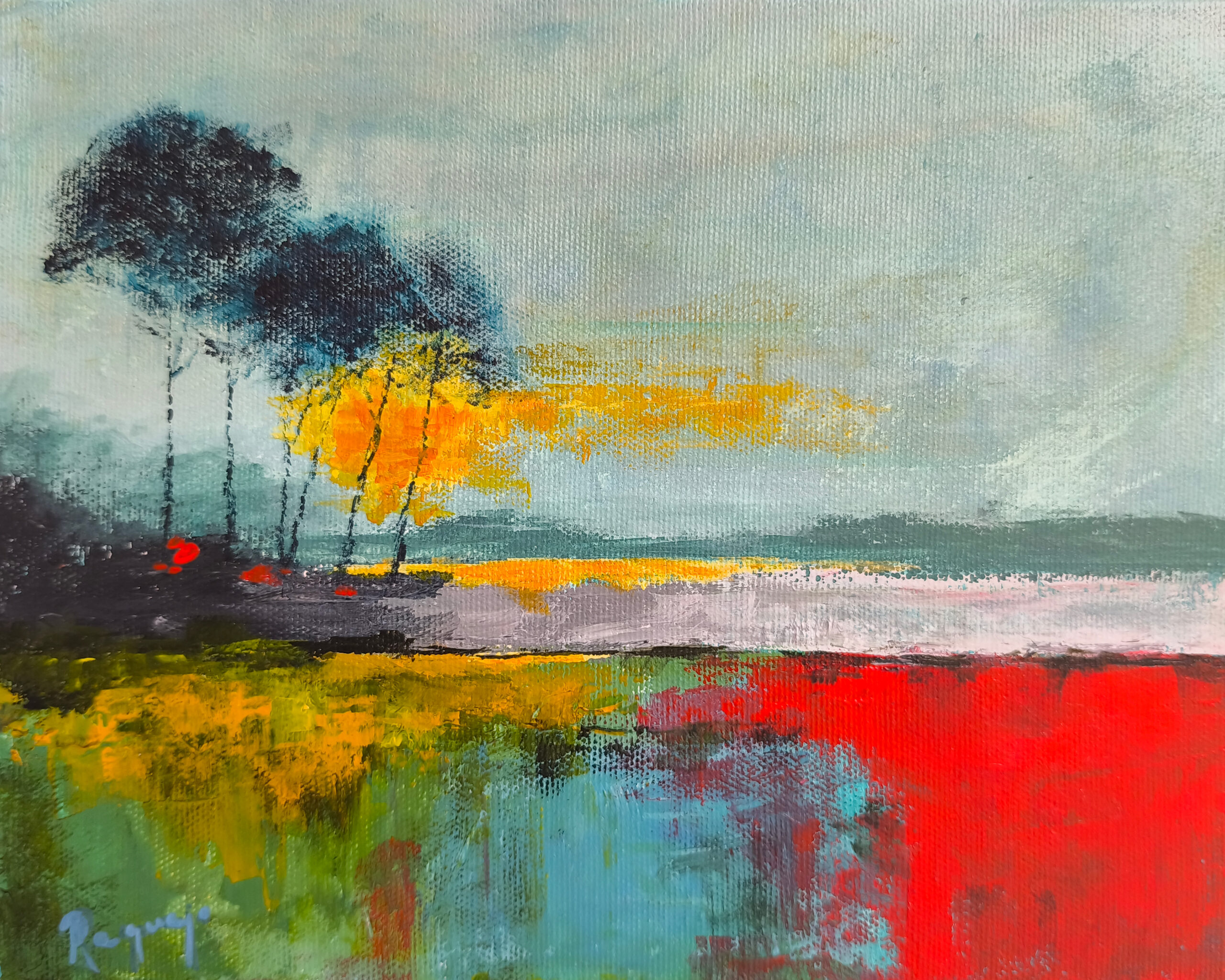 Camino del agua - 20x25 - Acrílico sobre lienzo 3D