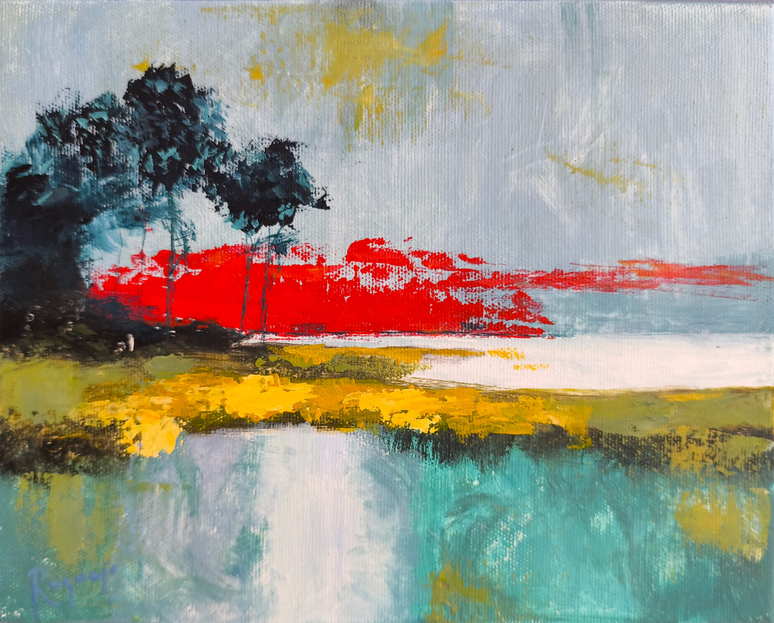 Reflejos del campo - 20x25 - Acrílico sobre lienzo 3D