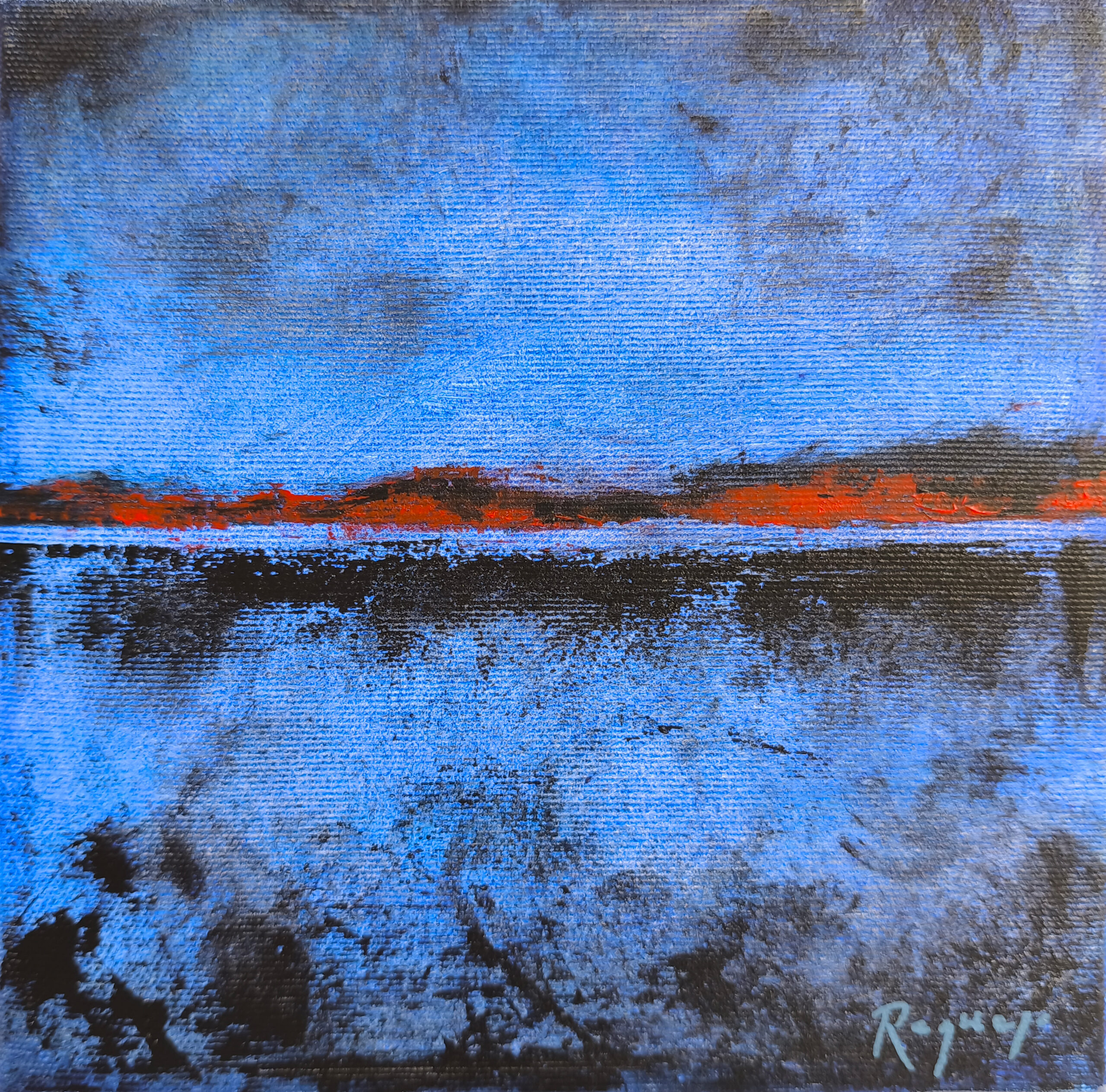 Equilibrio azul - 20x20 - Acrílico sobre lienzo 3D