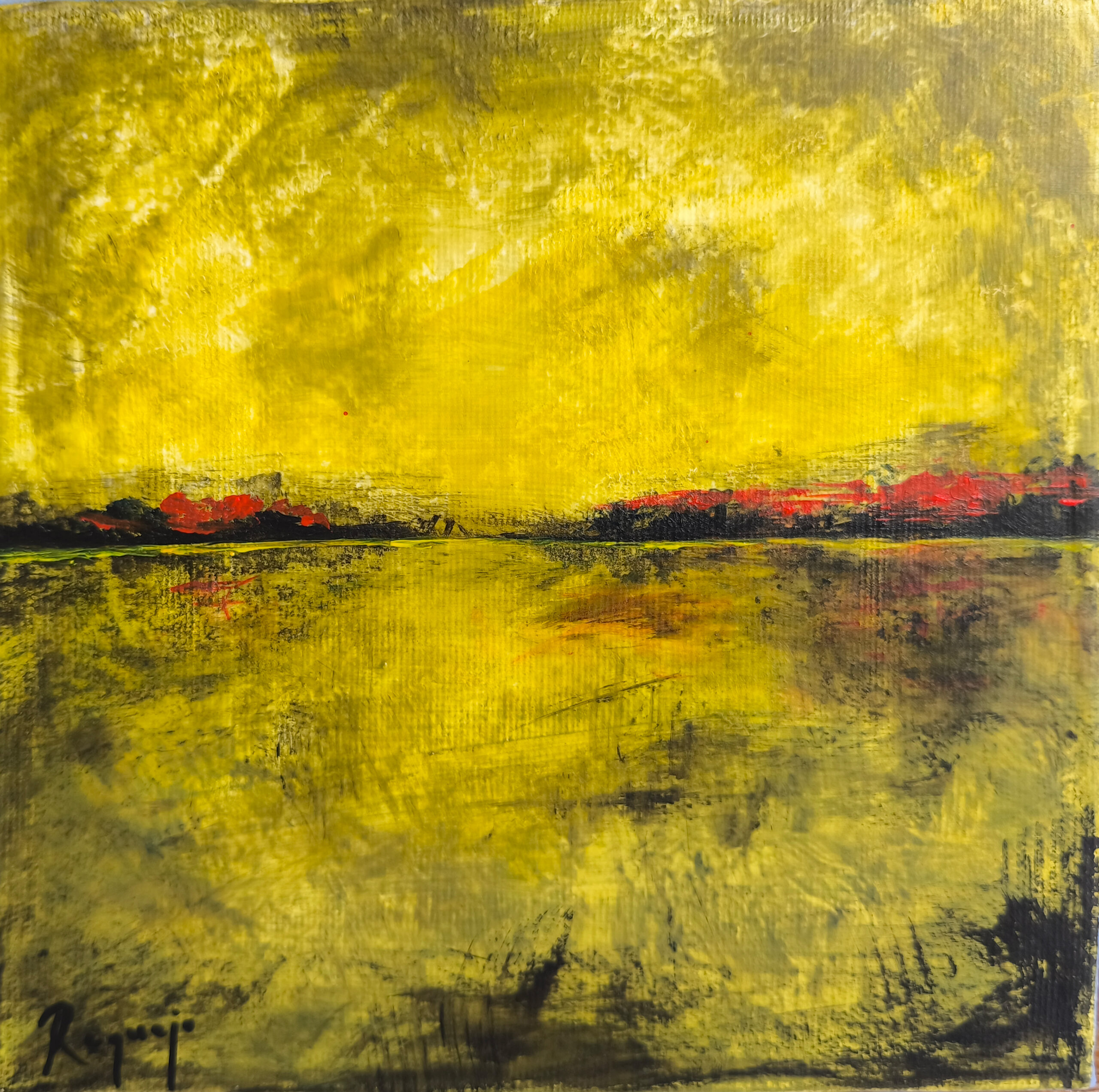 Equilibrio verde - 20x20 - Acrílico sobre lienzo 3D