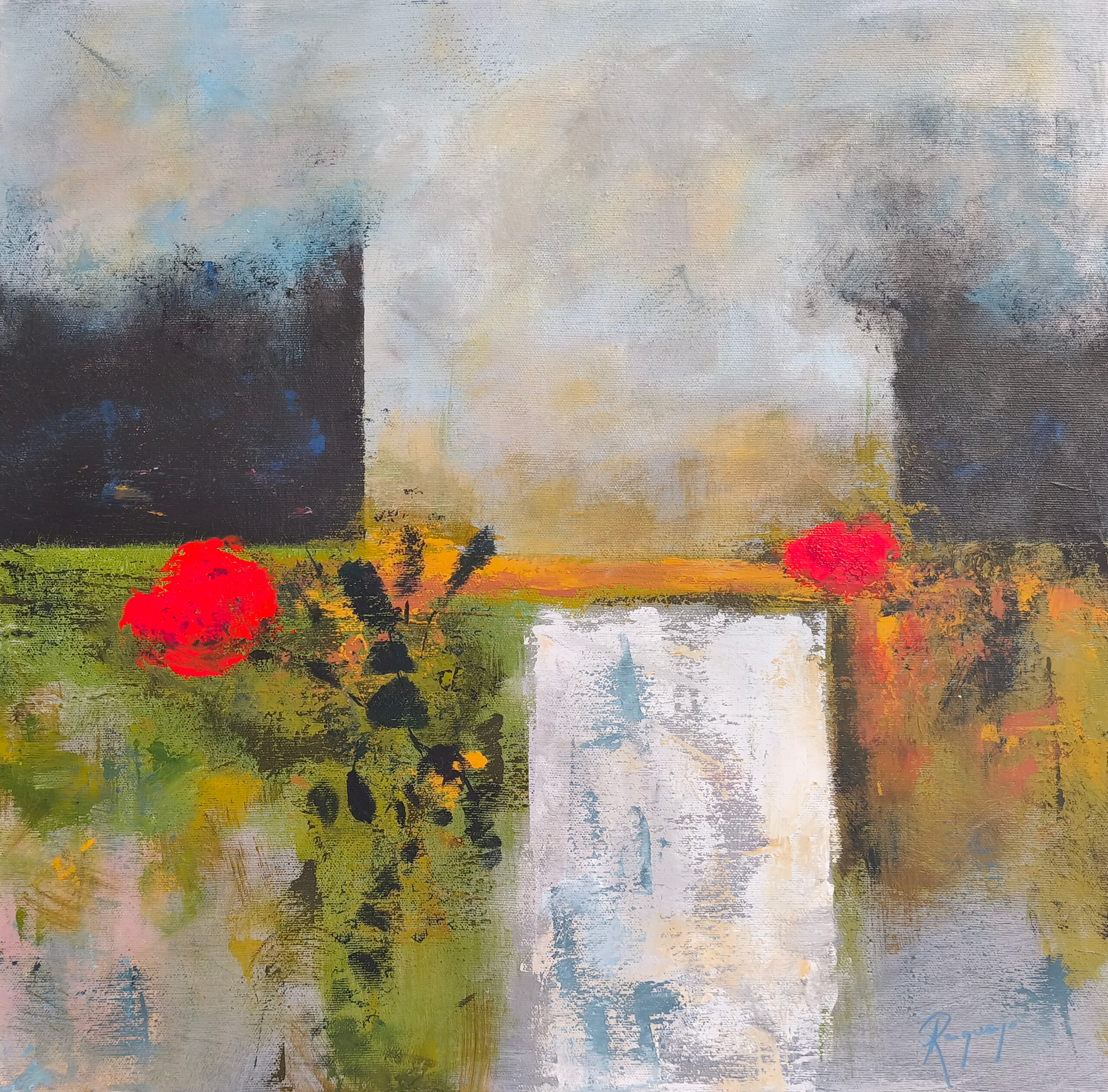 Jardin de niebla - 50x50 - Acrílico sobre lienzo 3D