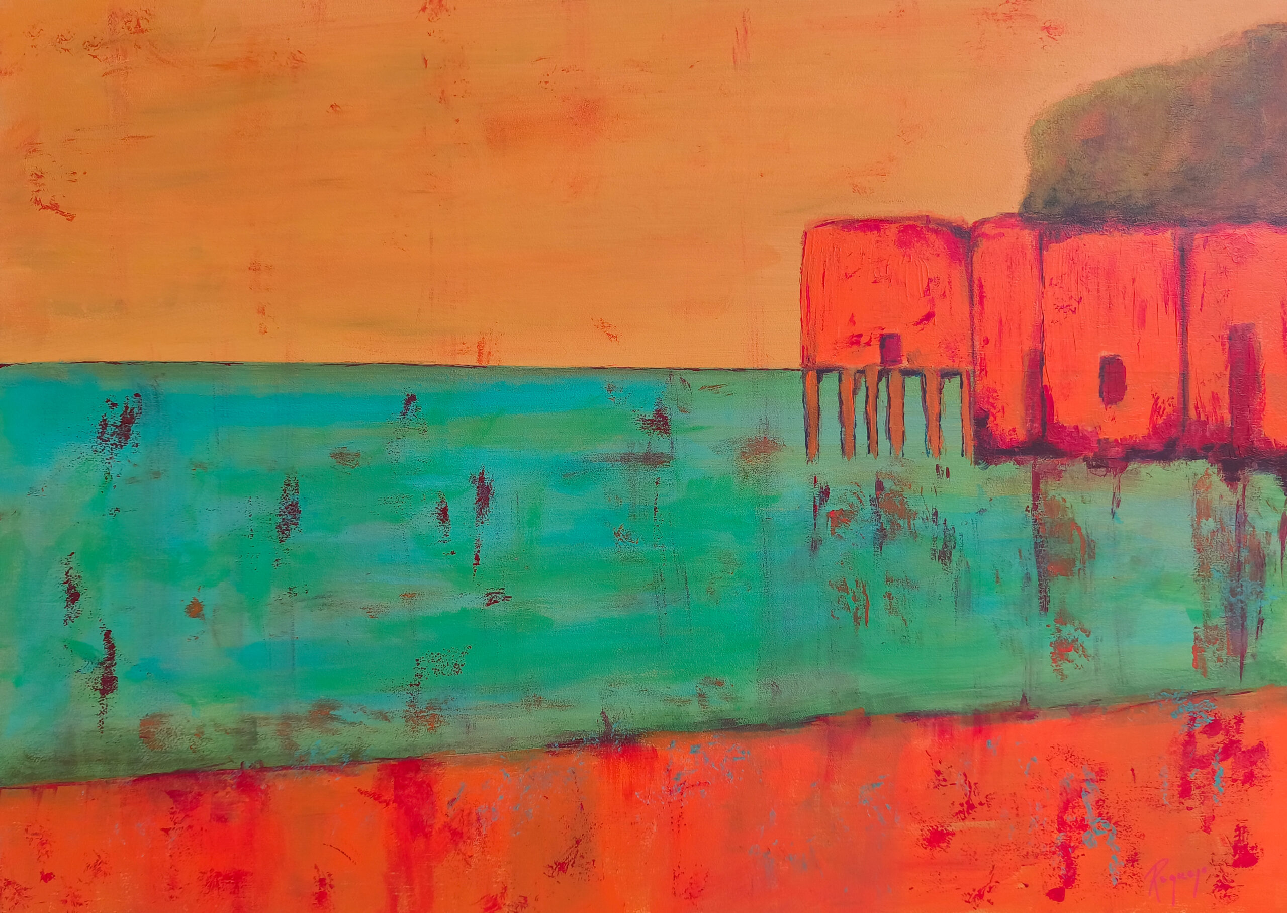 Verano estático - 50x70 - Acrílico sobre lienzo 3D