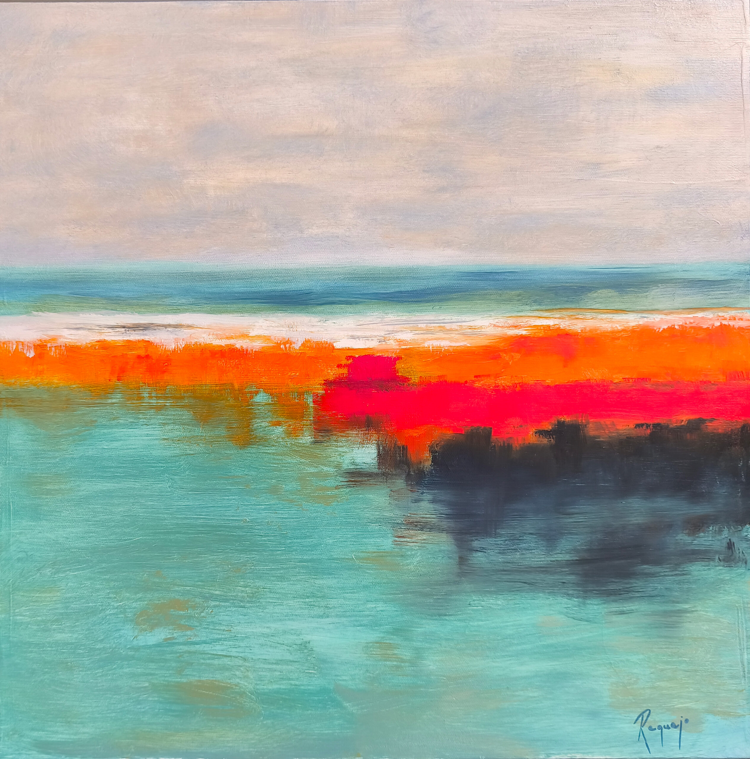 Orilla en calma - 50x50 - Óleo sobre lienzo 3D