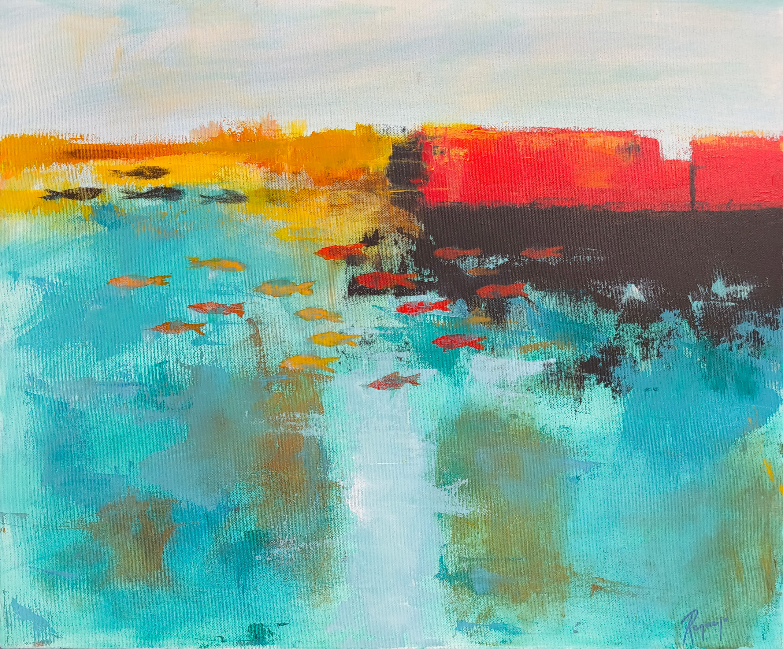 Reflejos de puerto - 50x60 - Acrílico sobre lienzo 3D