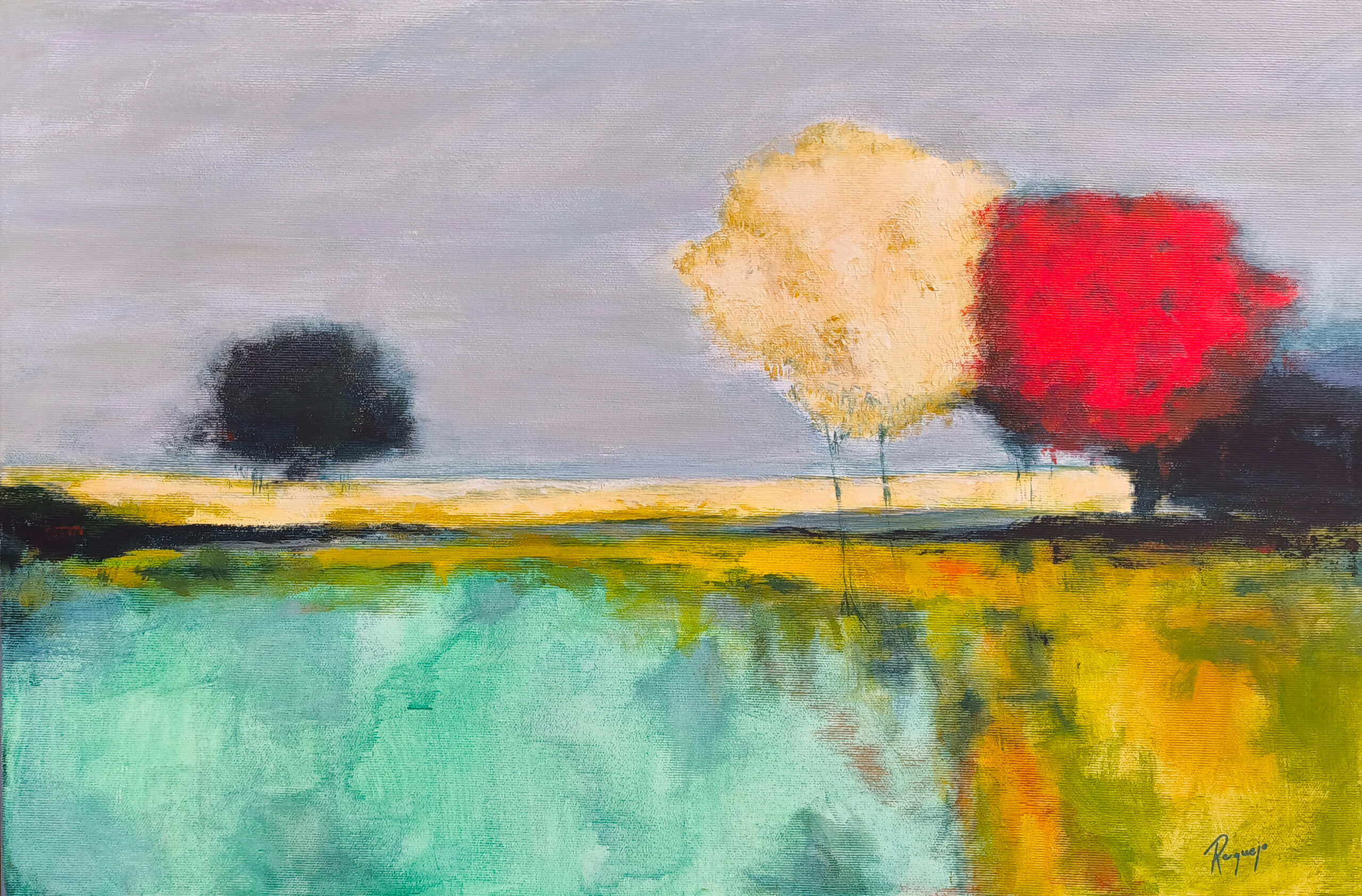 El claro y el rojo - 40x60 - Acrílico sobre lienzo 3D